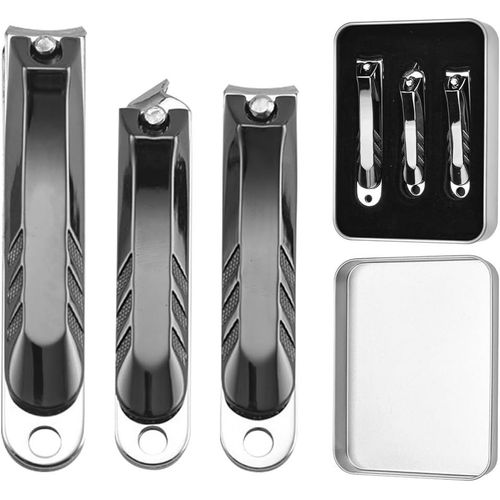 3 Pcs Coupe-Ongles Professionnels, Coupe-Ongles En Acier Inoxydable Coupe-Ongles Pour Pieds Et Ongles Pour Manucure Hommes Femmes Avec Petite Boîte En Fer, 8 * 1,5/7 * 1,5/7 * 1,5 Cm 