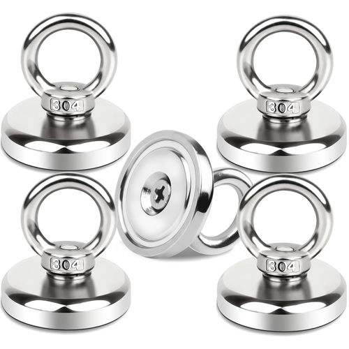 5 Pieces Aimant Neodyme Puissant 45Kg, Diamètre Aimants Puissants 32Mm, Aimant Puissant Peche Neodyme Force Puissant Pour Pêche Magnétique Récupération De Rivière Et Garage