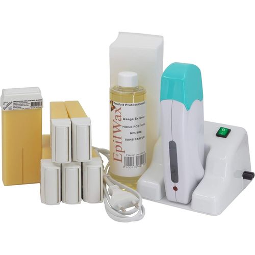 - Kit Chauffe Cire Modulaire Avec Support - Épilation Professionnelle Avec 6 X Recharges Roll On Cire À La Vanille, 100 X Bandes D'épilation Et Huile Après Épilation - Gamme Modulaire