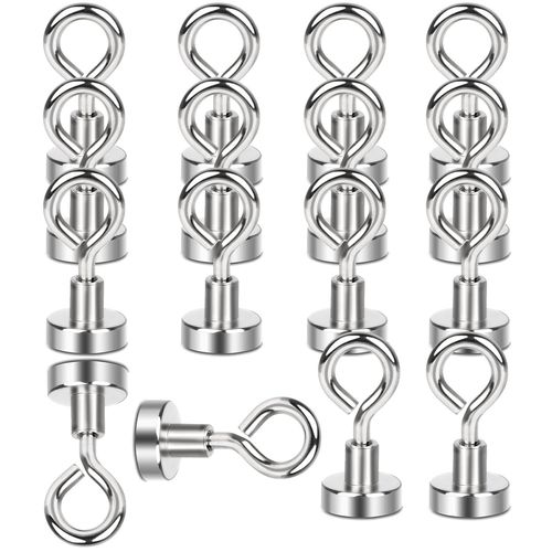 16 Pièces Aimant De Pêche Super Puissant 8 Kg Aimants Puissants 16Mm Crochet Aimanté Puissant, Aimant Neodyme, Aimant Puissant Peche, Aimant Peche Pour Peche A L'Aimant, Récupération De Rivière