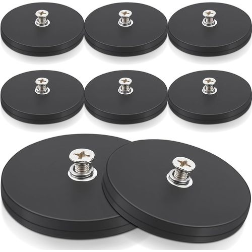 8Pcs Aimants Néodyme, Caoutchoutés, Ø 66Mm, Aimants Caoutchoutés Puissants, Antidérapants Avec Filetage Interne M6, Base De Montage Magnétique Pour Bandes Lumineuses, Aimants Avec Filetage