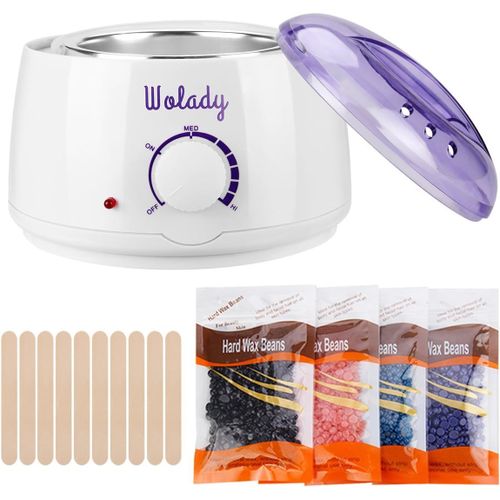 Chauffe Cire Épilation À La Cire Chaude Professionnelle 500ml, Smart Appareil À Cire Avec 4 Sachets Cire Et 10pcs Bâtons Épilation Visage Bras Jambes Aisselles
