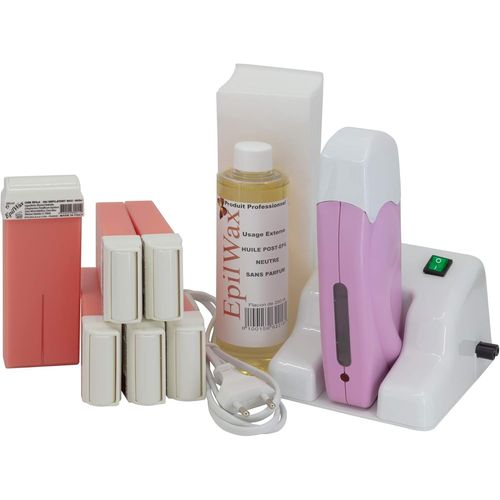 - Kit Chauffe Cire Modulaire Avec Support - Épilation Professionnelle Avec 6 X Recharges Roll On Cire À La Rose, 100 X Bandes D'épilation Et Huile Après Épilation - Gamme Modulaire
