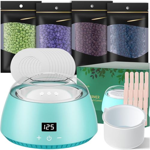Chauffe Cire Epilation 500ml Kit Epilation Cire Avec Écran Numérique Led Boutons Tactiles Convient Pour L'épilation Des Bras, Des Jambes Et Des Aisselles Épilateur Bikini,Bleu
