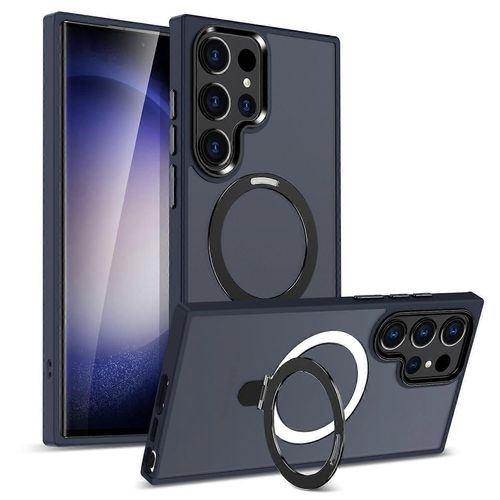 Pour Samsung Galaxy S25 Ultra Béquille Coque Compatible Avec Magsafe Pc Tpu Housse De Téléphone - Bleu Foncé