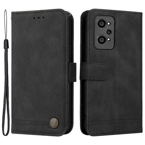 Rétro Arbre En Métal Bouton Décor Portefeuille Pu Téléphone Cas Couverture Pour Realme Gt Neo2 5g / Gt Neo 3t 5g