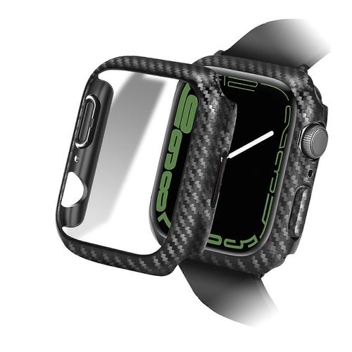 Étui De Protection Pour Montre Intelligente Pc Dur En Fibre De Carbone Pour Apple Watch Series 9 / 8 / 7 41mm