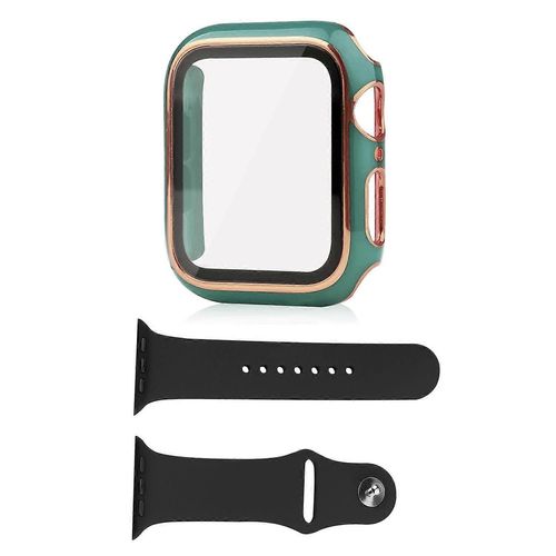 Pour Apple Watch Series 8 45mm / 7 45mm Smartwatch Silicone Sport Wrist Strap + Hard Pc Electroplatin