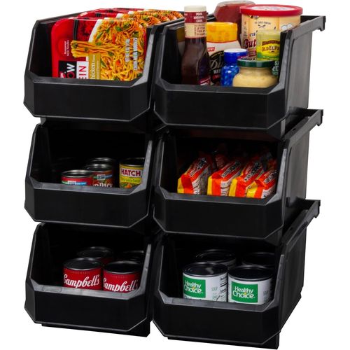 Lot De 6 Bacs De Rangement En Plastique Pour Placard, Cuisine, Bureau Ou Garde-Manger, Grand, Noir[L1252]