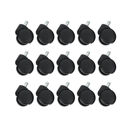 50mm Roues de Roulettes de Chaise de Bureau - Ensemble de 15 - Noir