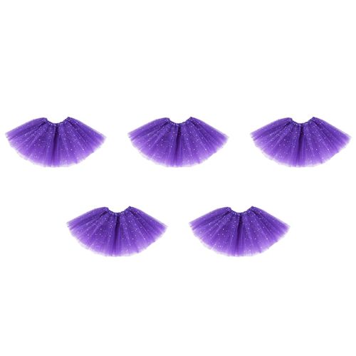 5x Vetements De Petite Fille Intelligente Jupon D'etoiles En Paillettes Jupe Tutu Moelleux De Danse De Ballet Violet