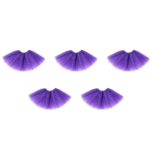 5x Vetements De Petite Fille Intelligente Jupon D'etoiles En Paillettes Jupe Tutu Moelleux De Danse De Ballet Violet