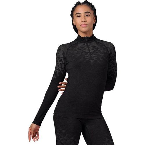 Odlo Haut Technique À Manches Longues Et Fermeture Demi-Zippée Kinship Performance Wool Warm Pour Femme, Xs, Noir - Xs