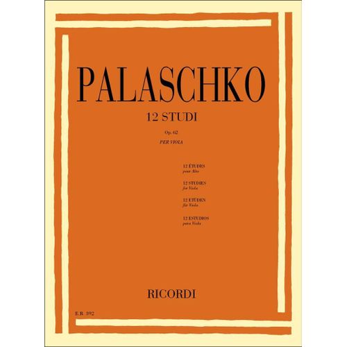 Palaschko 12 Études Pour Alto Opus 62 Partition Éditions Ricordi