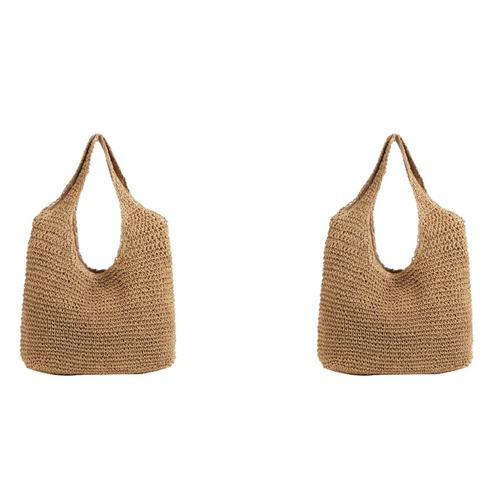 2X Version Cor¿¿enne Ins Wind Beach Holiday Style New Handmade Woven Bag Shoulder Simple Solid Color Wild Straw Bag