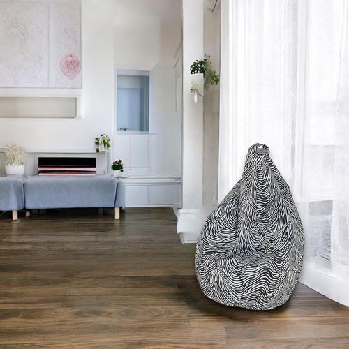 Dmora Pouf Avec Motif ""Zèbre"",Noir Et Blanc,Dimensions 80x120x80cm