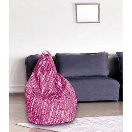 Dmora Pouf Avec Lettrage Fantaisie,Couleur Fuchsia Et Blanc,Dimensions 80x120x80cm