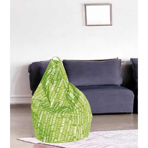 Dmora Pouf Avec Motif De Lettrage,Vert Et Blanc,Dimensions 80x120x80cm