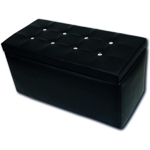 Dmora Pouf De Rangement En Simili Cuir,Couleur Noir,Dimensions 90x45x45cm