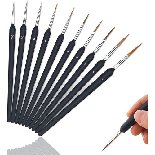 Lot De 10 Pinceaux Miniatures Professionnels Pour Peinture Artistique,Peinture Acrylique Et Ongles,Aquarelle,Huile,Figurines Warhammer