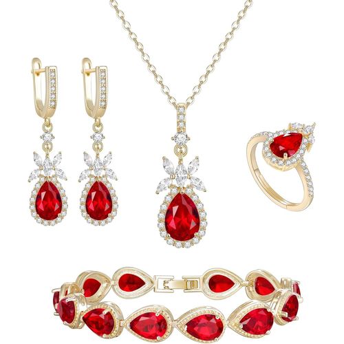 Parure De Bijoux De Mariage,Collier,Boucles D'oreilles,Bracelet De Tennis,Bague En Zircone Cubique,En Or Pour Mariée,Demoiselle D'honneur,Noël,Anniversaire,Saint-Valentin,Mère,Bal