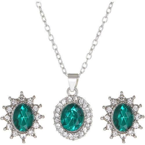 Ensembles De Bijoux Pour Femme Et Fille Strass Collier Pendentif Et Boucles D'oreilles Diana Princesse Vintage Ensemble De Bijoux Cadeau