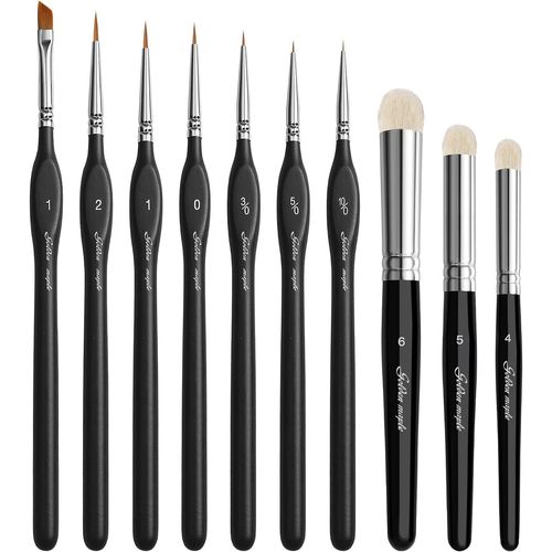 Lot De 10 Pinceaux Miniatures Drybrush-Petits Pinceaux Fins Pour Acrylique,Aquarelle Et Peinture Par Numéros-Citadel,Figurine,Warhammer 40 K