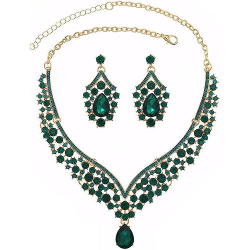 Bijoux Parure Pour Femme Élégantes Glamour Bijoux Parure Mariée Mariage Bijoux Parure Pendentif Collier Et Boucles D'oreilles Con Strass Parure Bijoux Cadeau