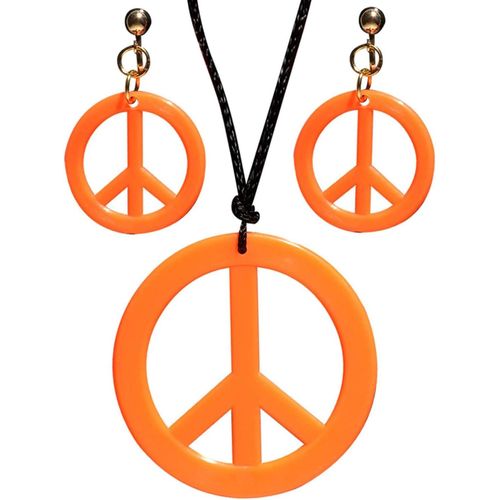 - Ensemble Collier Et Boucles D'oreilles Hippie,Adulte Unisexe,Années 60,Années 70,Carnaval,Fêtes À Thème