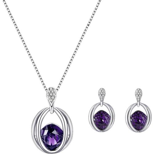 Parure Bijoux Femme Cristal Strass Pendentif Collier Et Pendentif Boucles D'oreilles Bijoux De Mariage Cadeau Anniversaire