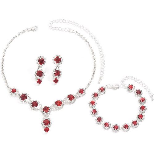 Parure Bijoux Cristal Strass Bijoux Parure Ensemble Collier Bracelet Boucles D'oreilles Pendantes Jewellery Set Pour Femme