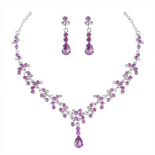 Bride Strass Collier Et Boucle D¿Oreille Ensemble Collier De Cristal Fête De Mariée Ensembles De Bijoux De Mariage Pour Les Femmes Et Les Filles