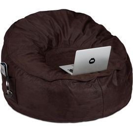 Pouf Poire Format Xxl,Aspect Cuir,Avec Remplissage En Mousse,2 Poches Latérales,Pour Adulte,Marron Foncé