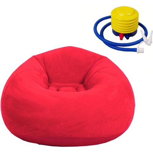Pouf Poire Gonflable De Salon,Fauteuil Poire D'extérieur Pliable Floqué Pour Enfants Et Adultes (Rouge+Pompe À Pied De 10,2cm) 