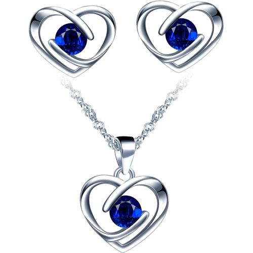 Collier Et Boucles D'oreilles De Zircon Pour Femmes Et Filles,Bijoux Parures En Argent 925,Collier Pendentif C?ur Élégant,Avec Chaîne Singapour,Clou D'oreille C?ur Brillant