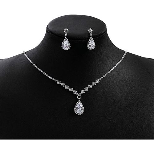 Ensemble De Bijoux-Parure De Bijoux De Mariage Avec Colliers Et Boucles D'oreilles En Et Strass Étincelants,Parure Bijoux Femme,Pour Dames,Filles,Amis,Mariage Attendez.
