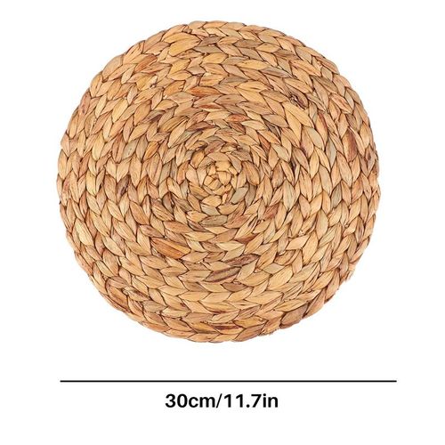 4pc Naturel Gourde D' Tissé Set De Table Rond De Rotin Tissé Table Tapis De Gourde Set De Table Rond Coussin Tissé Vert Tropical De Mariage Ou Décoration De 30cm
