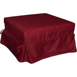 Dmora Pouf Convertible En Lit,En Tissu Capitonné,Filet Et Matelas Inclus,Cm 75x75h42cm,Couleur Rouge