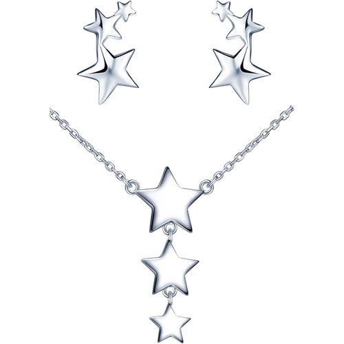 Collier Et Boucles D'oreilles D'étoile Élégant Pour Femmes Et Filles,Bijoux Parures En Argent 925,Collier Pendentif Météore,Boucles D'oreilles Clous D'étoile