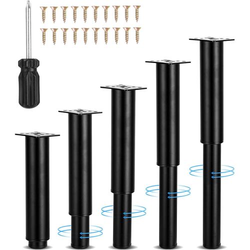 5Pcs Pieds De Meubles Réglables 18-34Cm,Pieds De Salle Bain Meubles Salle Bain,Pieds Réglable Meuble Pieds Meuble Pied Table Pieds,Table Chaise Armoires Canapé Jambe,Livré Avec Vis Et Tournevis