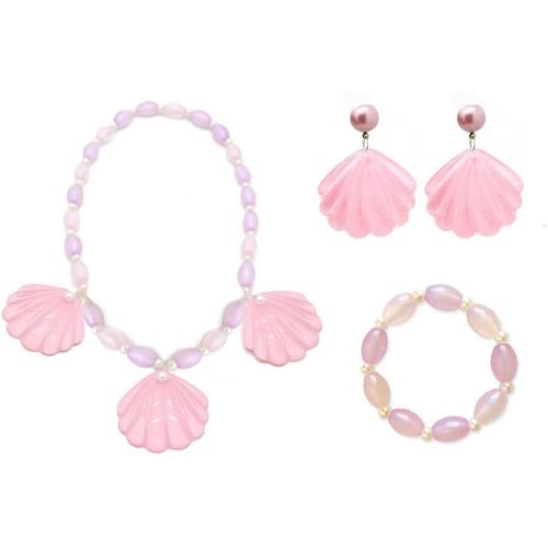 Bijoux Femme Coquille Pendentif Collier Bracelets Boucles D'oreilles Ensemble Parure Kit Bijoux Pour Femme Enfants Petite Fille Ans Princesse Bijoux Habiller