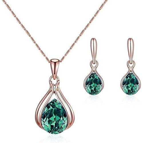 Parure De Bijoux Femme Pendentif Goutte D'eau Boucles D'oreilles Collier Set Ensemble De Bijoux Cadeau De Noël Pour S?urs Filles Petites Amies