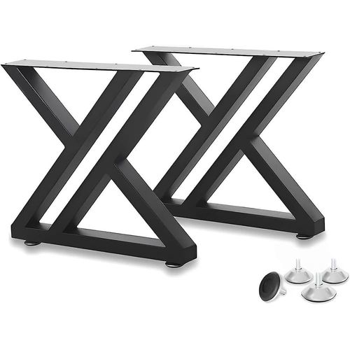 Lot De 2 Pieds De Table En Acier Avec Cadre En X-70cmx50cm-Robustes-Pieds De Meubles-Pieds De Table À Manger-Pieds De Banc D'ordinateur-Pieds De Table Basse-Pieds À Monter