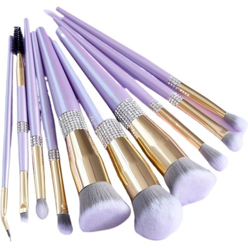 Lot De 10 Pinceaux De Maquillage Professionnels En Diamant For Poudre,Fond De Teint,Fard À Paupières,Cils,Fards À Joues,Anti-Cernes,Outil Cosmétique 