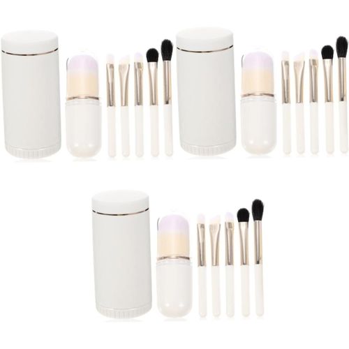 Lot De 3 Pinceaux De Maquillage Pour Fille-Mini Caboodle-Pinceaux De Maquillage-Accessoire De Beauté-Portable-Ajustable-Pinceau À Poudre-Pinceau À Paupières-Voyage En Laine 
