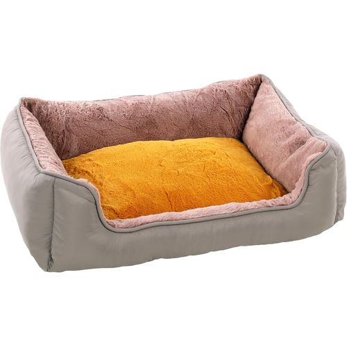 Panier Pour Chien Oddi Rectangle Ocre 60x50x20cm-Housse Amovible Avec Fermeture Éclair-Lavable-Fond Anti-Dérapant