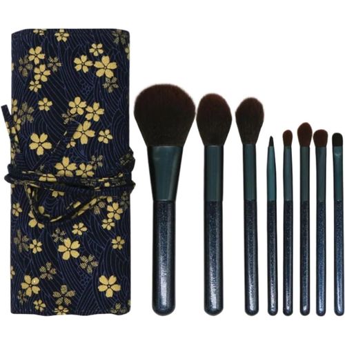 Ensemble De 8 Pinceaux De Maquillage Professionnels En Bois Avec Sac For Kit D'outils Cosmétiques De Beauté,Pinceaux For Poudre,Fard À Paupières,Sourcils,Eye-Liner 