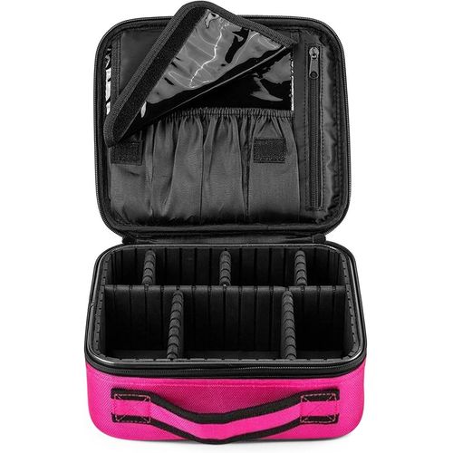 Trousse Maquillage Femme Rangement Cosmétique Voyage Sac De Maquillage Professionnel Malette Maquillage Fille Avec Cloison Amovible Pinceaux Pochette Rouge