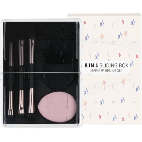 Lot De 8 Pinceaux De Maquillage Pour Femme,Accessoires De Maquillage De Voyage Avec Boîte De Rangement,Outils De Beauté Portables,Pinceaux De Maquillage Pour Femmes,Yeux,Joues,Lèvres,8x10,8 