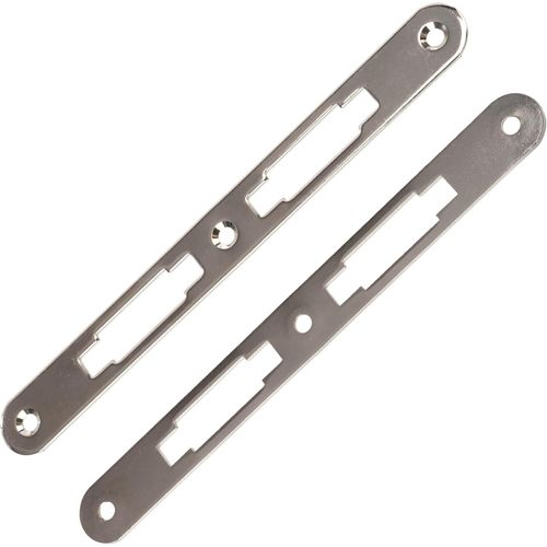 - C74746-Lot De 2 Gâches De Serrure De Porte 190 Mm-En Acier-Menuiserie Fixation Montant Montage Quincaillerie Pêne Portails Dormant